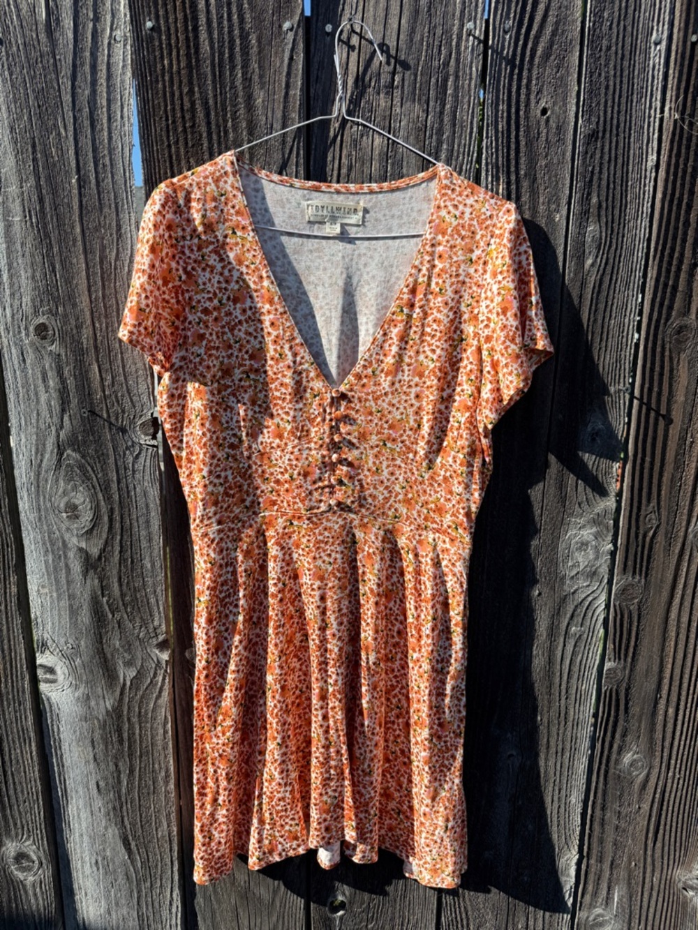 Idyllwind Orange Floral V-Neck Mini Dress